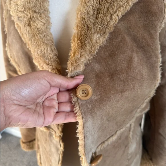 Sonoma | 90s-Y2K Tan Patchwork Genuine Leather Jacket - Picture 4 of 5